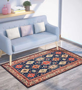 Vintage-inspired bohemian area rug in warm tones.